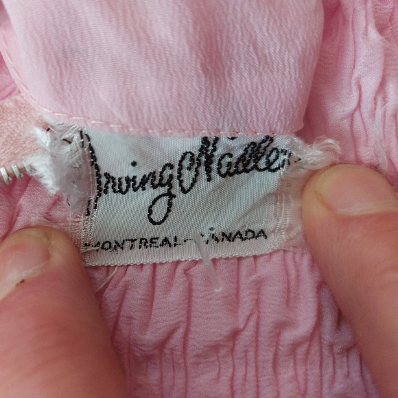 Vintage Irving Nadler Pink Long Sleeve Blouse Top High Collar Seersucker Size S - Picture 4 of 7